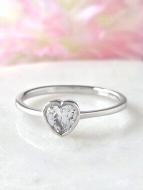 Dainty Heart Ring, 925 Sterling Silver, Size 7